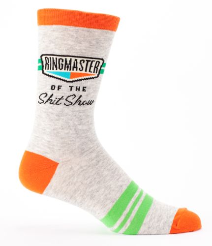 Vibrant men's socks featuring a playful circus design, blend of cotton and nylon for comfort, size 7-12.