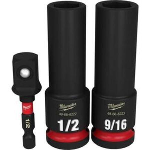 SHOCKWAVE Impact Socket Set 1/2 Inch Drive SAE Deep 6 Point 3 Piece - Milwaukee