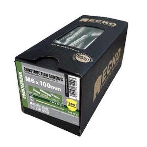 T-REX17 Construction CSK Head 6 x 100 TX30 Stainless Steel 304 - Ecko