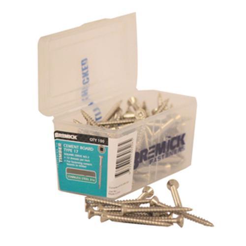 Screw Cement Stainless Steel T316 Square - Bremick 10g x 50mm 100 Box