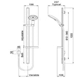 Koha Satinjet MKII Rail Shower Chrome KHSRCP - Methven