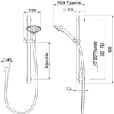 Turoa Rail Shower VJet Stainless Steel White - Methven