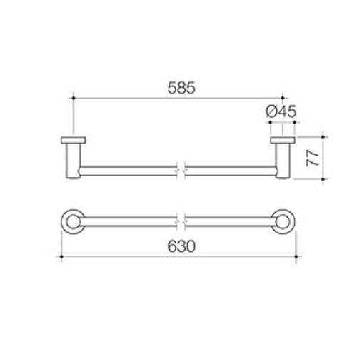 Cosmo Single Towel Rail Chrome - Caroma 630mm