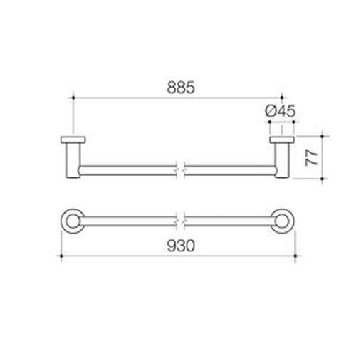 Cosmo Single Towel Rail Chrome - Caroma 930mm