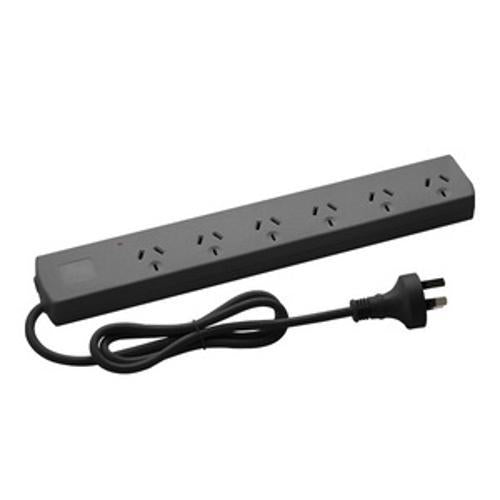 Powerboard 6 Outlet Surge Protected Black - AMPD