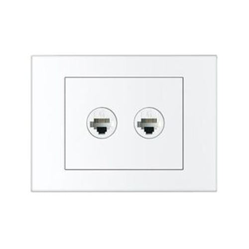 Vivo Telephone/Data Port RJ45 Outlet 2 Gang Cat 6 White - HPM