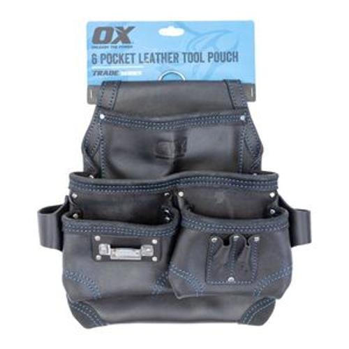 Trade Tool Pouch Black Leather 6 Pocket - OX-T265602
