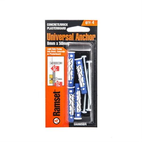Light Duty Fixing Universal Wall Anchor M8 - Ramset 50mm 4 Pack