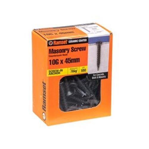 Masonry AnkaScrew 10g x 45mm Countersunk Black 100 Box - Ramset