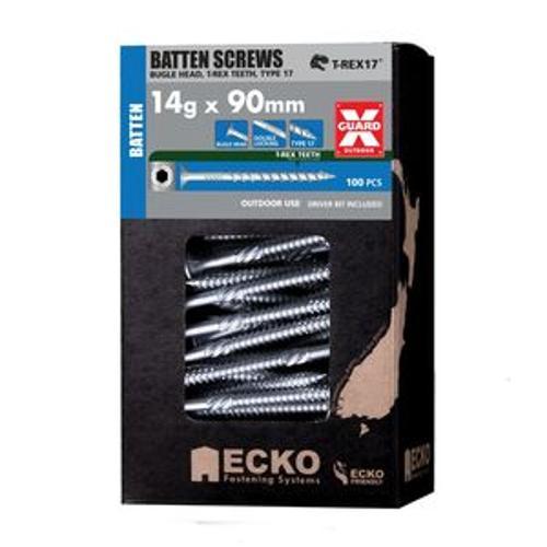 Batten Screw Bugle Head Hex Drive incl. driver bit Outdoor XGuard 14g 90mm 100