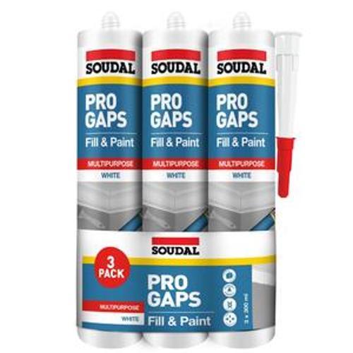 Pro Gaps Fill & Paint White - Soudal 300ml 3 Pack