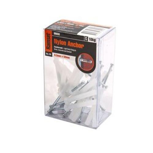 Countersunk Head Nylon Anchor M6.5 - Ramset 50mm ZP nail 20 Pack