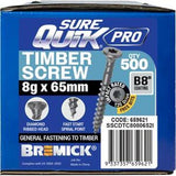SureQuik Pro Wood Screw - Bremick 8G 65mm B8 T20 500 Packet