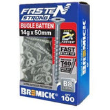 Fasten Strong Bugle Head Batten Screw B8 coated T40 inc. Driver Bit 14g 50mm