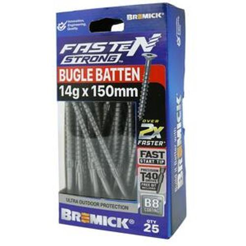 Fasten Strong Bugle Head Batten Screw B8 coated T40 inc. Driver Bit 14g 150mm