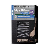Batten Screw 100mm 14g 100 Pack Bugle Head T316 Stainless Steel - Ecko