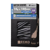 Batten Screw 150mm 14g 25 Pack Bugle Head T316 Stainless Steel - Ecko