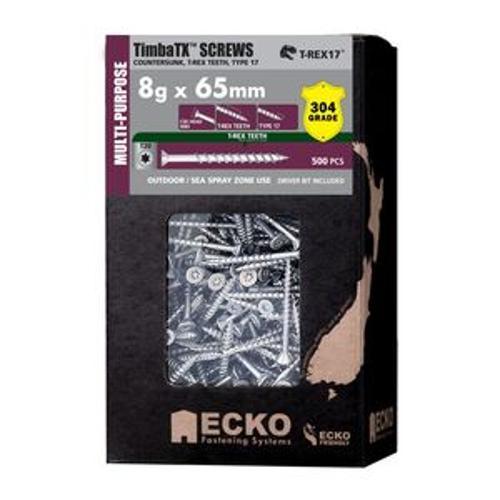 Timbatorx Screws Torx Drive - Ecko 8g 65mm Stainless Steel T304 500 Box