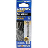 Masonry Screw Countersunk Head B8 T25 5 x - Bremick 45mm 25 Box