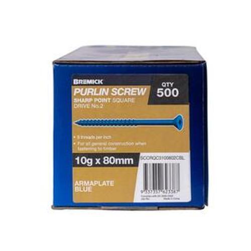 SureQuik Lumberfix Screw Countersunk Square Drive 10g 80mm Blue 500 Box