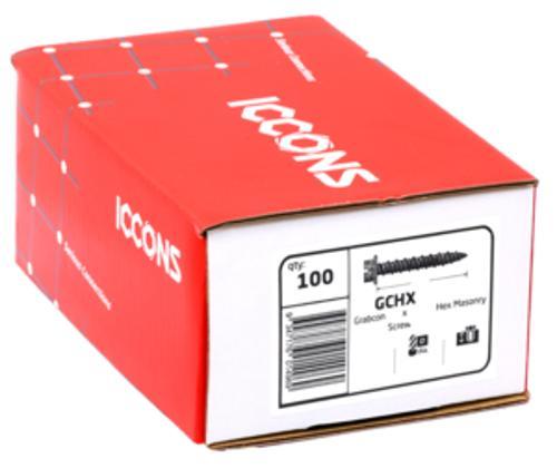 Grabcon Countersink Masonry Screw 6.5 x - ICCONS 100mm Galvanised 100 Pack