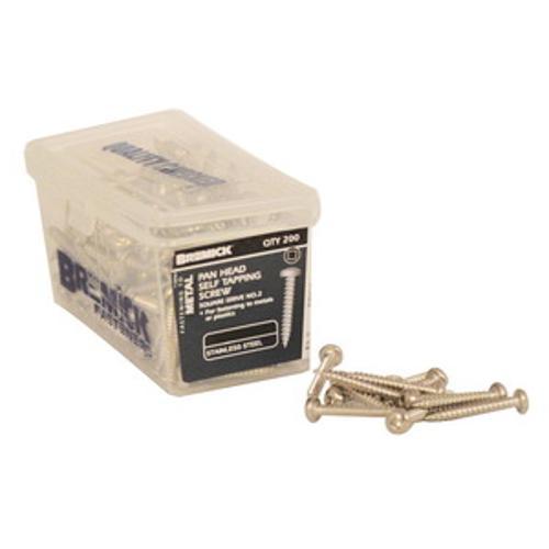 Self Tapping Screw 6gauge 25mm long Pan Head Square Drive T304 grade Stainless