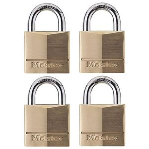 Padlock Brass Diamond Keyed - Master Lock 40mm 4 Pack
