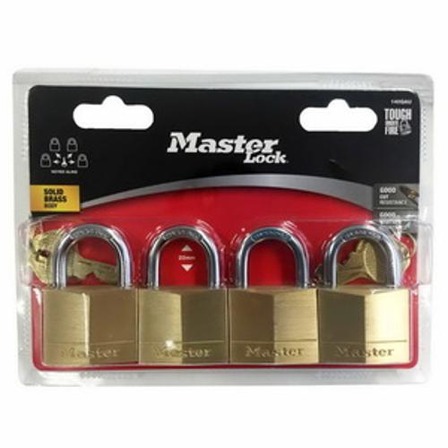 Padlock Brass Diamond Keyed - Master Lock 40mm 4 Pack