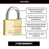 Padlock Brass Diamond Keyed - Master Lock 40mm 2 Pack