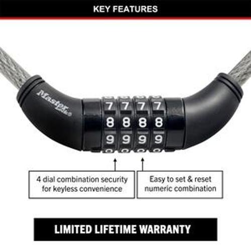 Cable Combo Lock 1.5m x 10mm - Master Lock