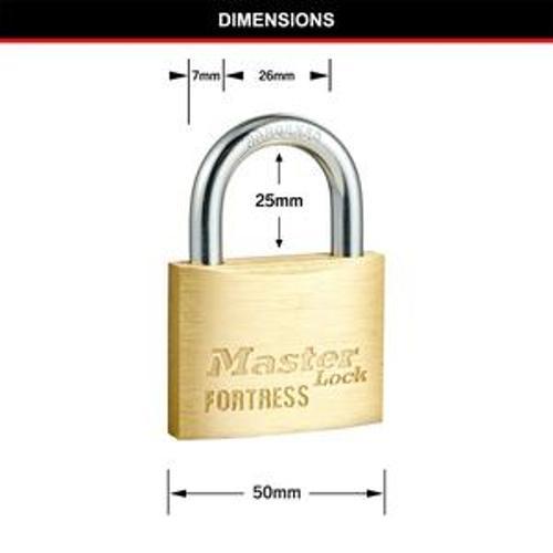 Fortress Keyed Padlock Solid Brass - Master Lock 50mm
