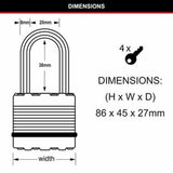Padlock Magnum Keyed - Master Lock 45mm 4 Pack