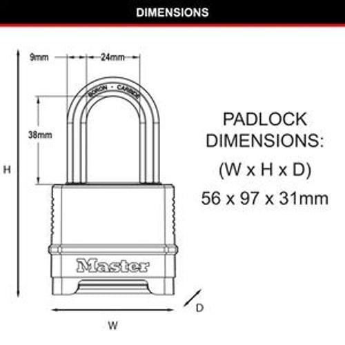 Combination Padlock - Master Lock 38mm Shackle