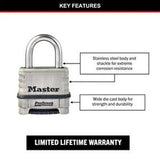Combination Padlock Stainless Steel - Master Lock 57mm