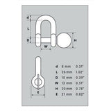D Shackle Easy Open Key Galvanised Powder Coated - NU-D 8mm 1500kg