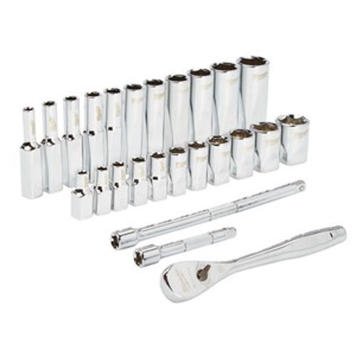 Ratchet and Socket 26 Piece Set - SAE 1/4 inch Drive - Milwaukee