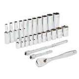 Ratchet and Socket 26 Piece Set - SAE 1/4 inch Drive - Milwaukee
