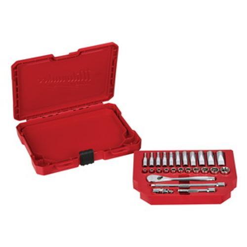 Ratchet and Socket 26 Piece Set - SAE 1/4 inch Drive - Milwaukee