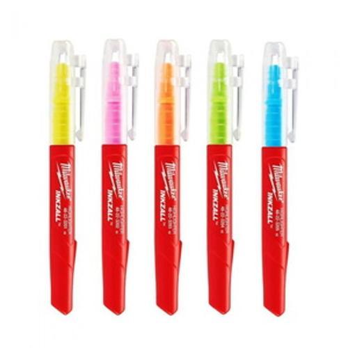 INKZALL Coloured Jobsite Highlighter 5 Pack - Milwaukee