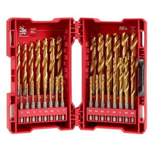 SHOCKWAVE Red Helix Titanium Drill Bit Kit 29 Piece - Milwaukee