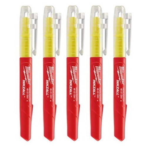 INKZALL Jobsite Yellow Highlighter 5 Pack - Milwaukee