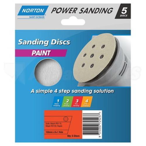 150mm x 7H P240 Speedgrip Paint Sanding Disc 5 pack - NORTON