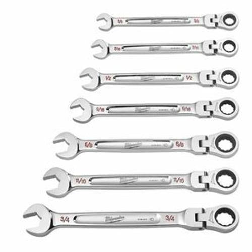 Flex Head Ratcheting Combination Wrench 7 Piece Set SAE - Milwaukee