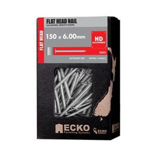 Nail Galvanised Flat Head Smooth 150 x - Ecko 6.00mm 500g