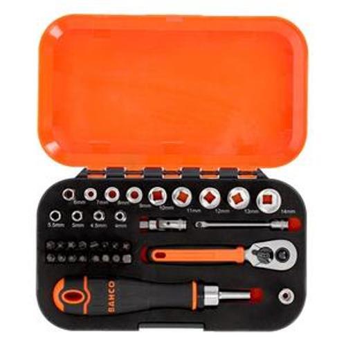 Socket Set Kit 1/4 inch Orange White 34piece - Bahco