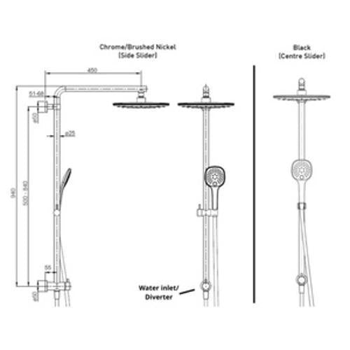 Splash Plus Column Shower Square 3 Function Chrome 40333.02 - Elementi