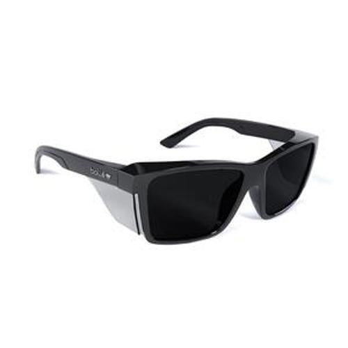 STKS 420 Safety Spec Smoke Lens Platinum AS/AF Black Gloss Frame - Bolle Safety