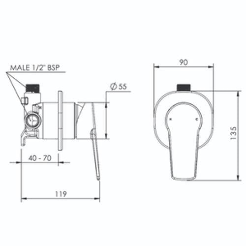 Sol Fusion Plus Shower Mixer Chrome ADS-SFSPCSMC - Adesso
