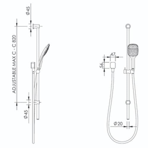 Sol Slide Shower Brushed Nickel ADS-SHSKCSRBN - Adesso