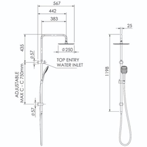 Sol Rain Column Brushed Nickel ADS-SRSCBN - Adesso